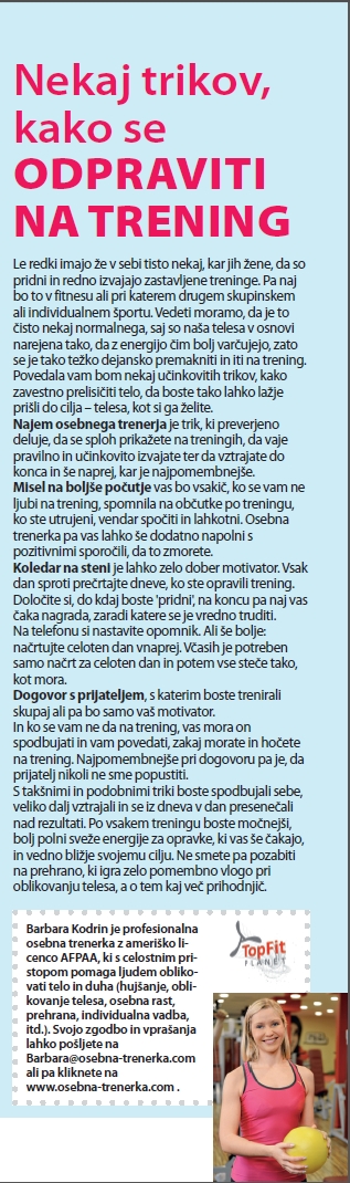 kako se odpraviti na trening