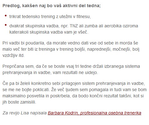 osebni trener o vplivu na hujsanje nadaljevanje